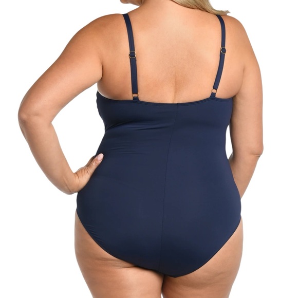 LA BLANCA island goddess INDIGO one piece swimsuit style LB0IG24 UPF 50+ NWT - Picture 8 of 12